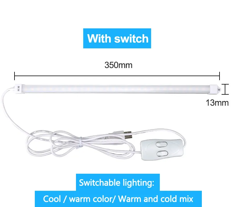 Светодиодный ночник 5 В трубка USB три цвета сменный настольная лампа свет 2835 SMD жесткая полоса света для чтения освещения