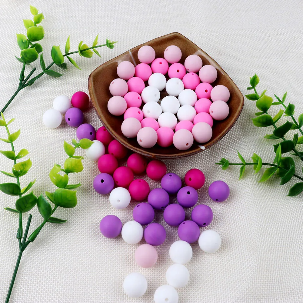 

TYRY.HU 20pc Silicone Beads Bpa Free Baby Teething Teether Beads DIY Necklace Pacifier Clips Accessories Chewable Silicone Toy