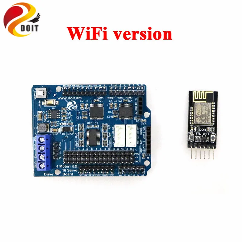 WiFi version 2ch 4ch DC мотор драйвер 16 способ сервопривод щит для Arduino 2wd 4wd RC умный робот танк Автомобиль DIY Роботизированная рука робототехники - Цвет: WiFi version