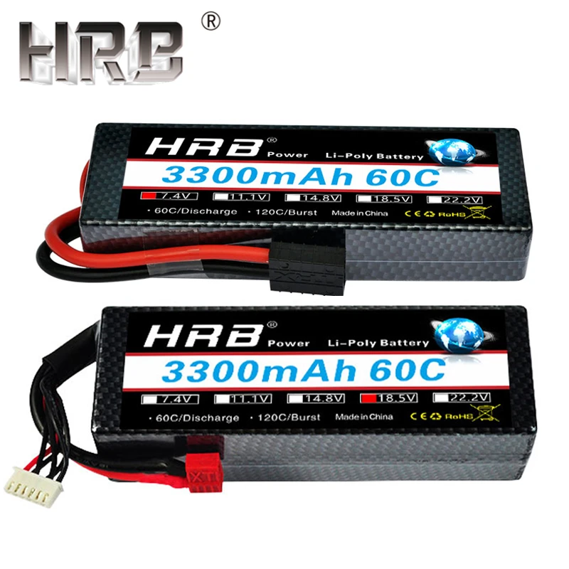 HRB 3300mah жесткий чехол Lipo аккумулятор 2S 7,4 V 3S 11,1 V 4S 14,8 V 5S 18,5 V 6S 22,2 V 60C T Deans жесткий чехол RC самолет грузовик запчасти для автомобилей