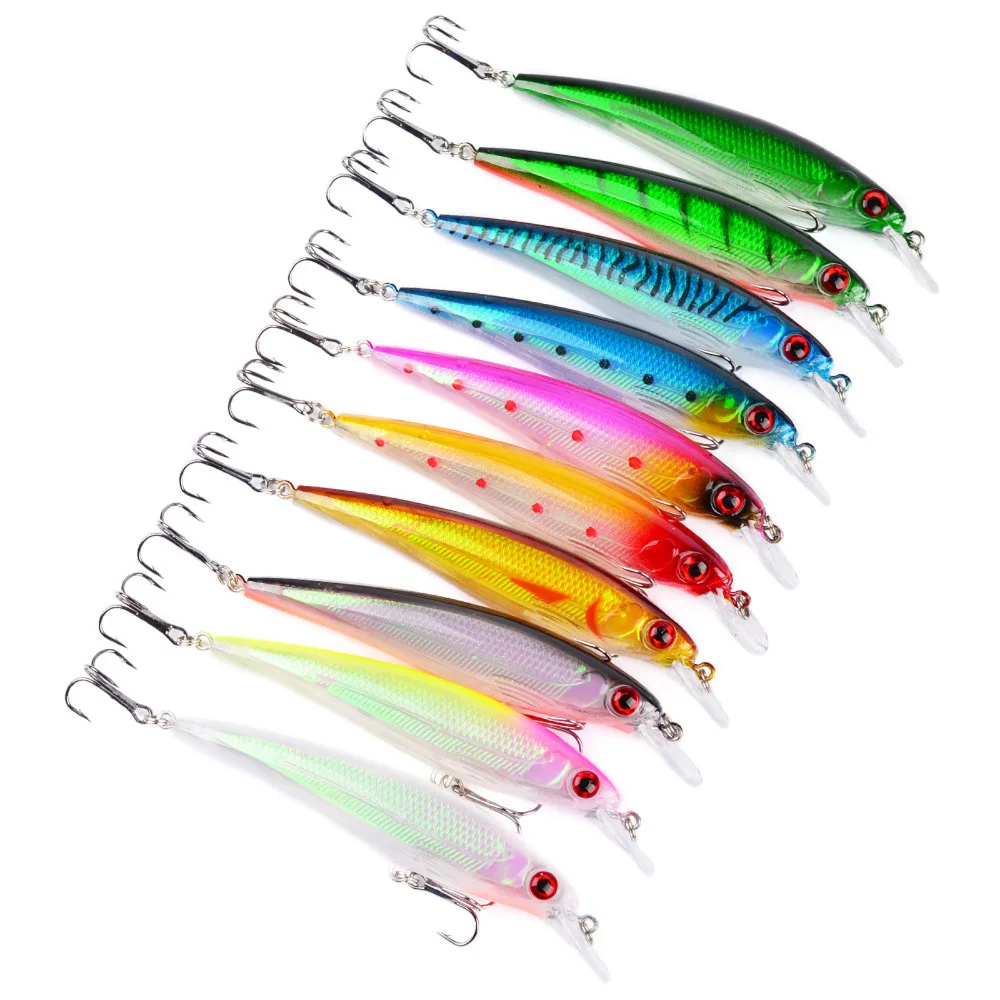 

10PCS Sea Fishing Minnow Frashwater Fish Bass lure hook baits 11cm/13.5g