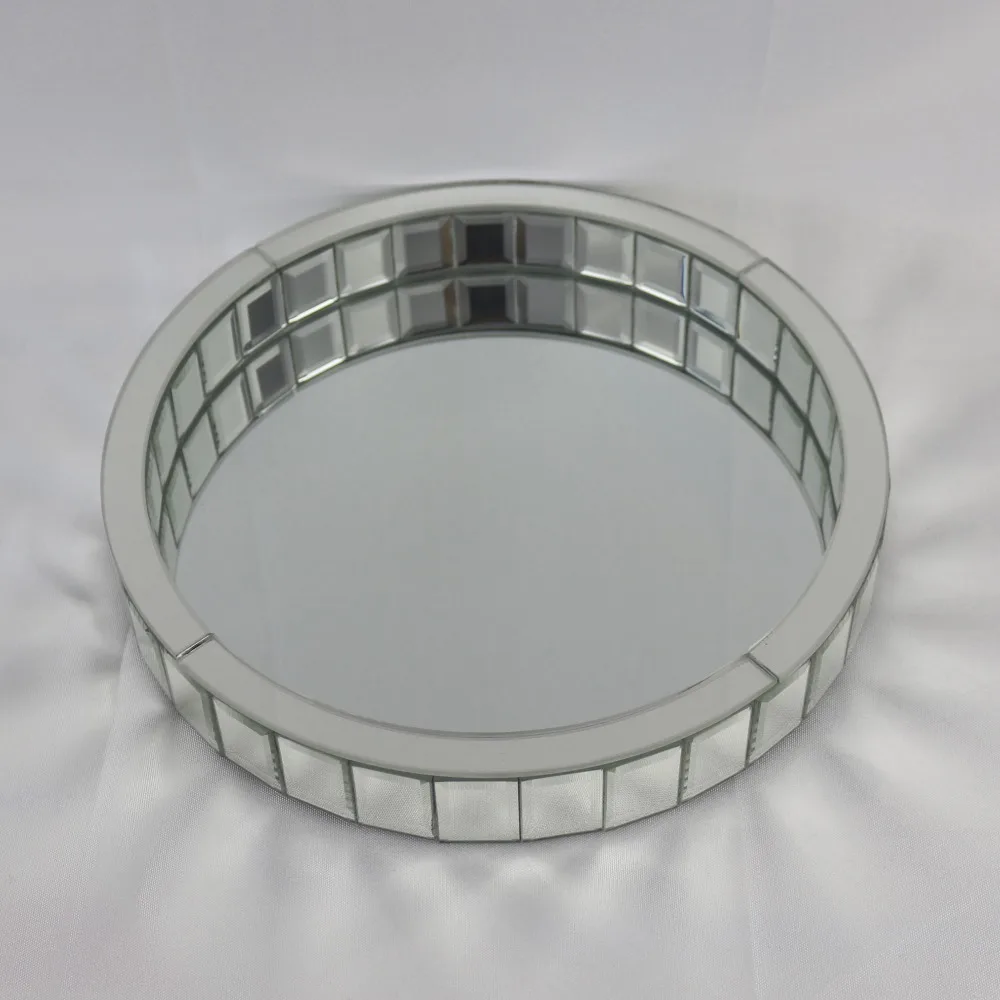 Wine Tray Morden Mirrored Fruit Plate Wedding Decor Round Makeup Storage | Дом и сад