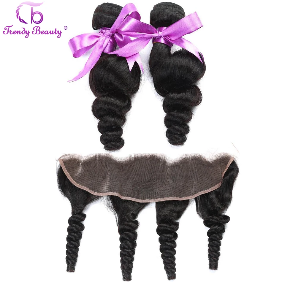 

Модные красивые бразильские свободные волнистые 2 пучка с кружевом спереди 13x4 дюйма от уха до уха не Реми натуральный черный цвет 3 пряди