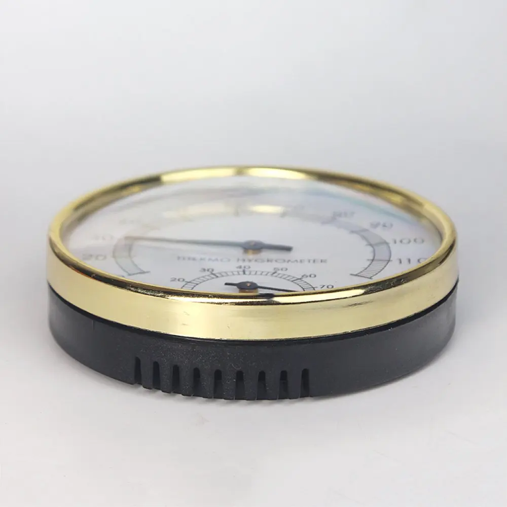 Stainless Steel Edge Sauna Room Thermometer Hygrometer Clock-0°C~120°C for Sauna Room Temperature Humidity Meter