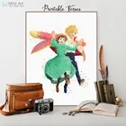 Акварельный современный аниме Miyazaki Howl движущийся замок холст A4 художественный печатный плакат Настенные картины декор для детской комнаты картина подарки