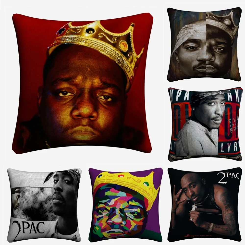 2pac Biggie хип хоп Музыка Декоративная Подушка Чехол для дивана 45x45 см льняная