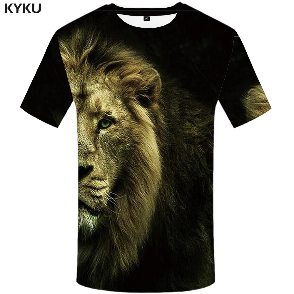Футболка KYKU Lion Мужская дизайнерские 3d футболки большого размера с рисунками
