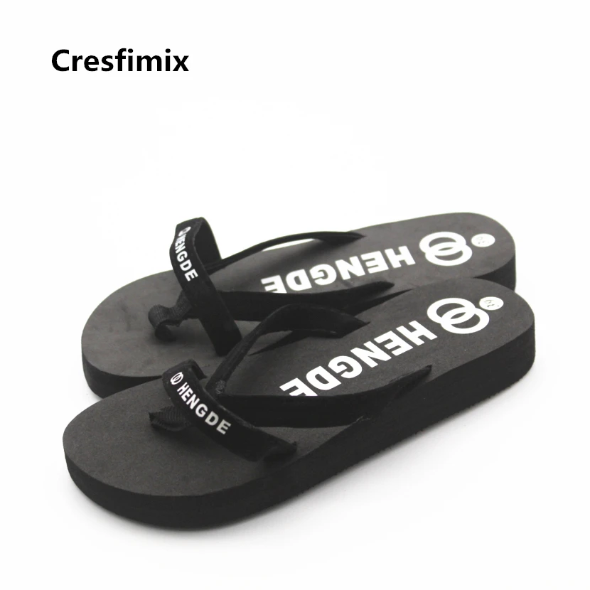 Cresfimix women fashion eva 3cm height flip flops lady casual soft and comfortable female cool black beach |