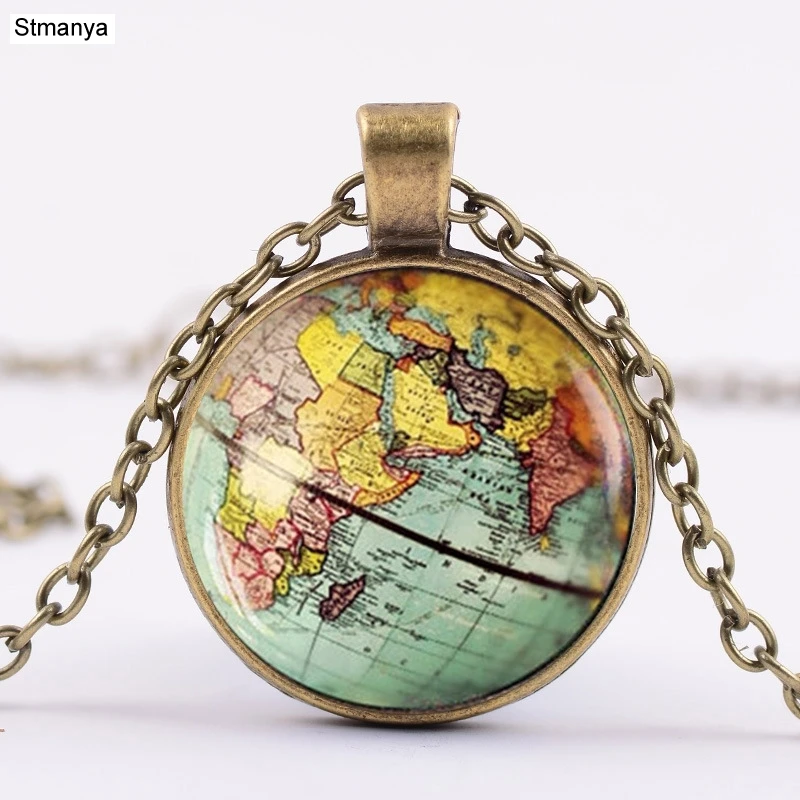 

Hot Women Fashion Cute Retro chain Necklace Retro Earth Map Time Gems Party Gift Jewelrty N1167