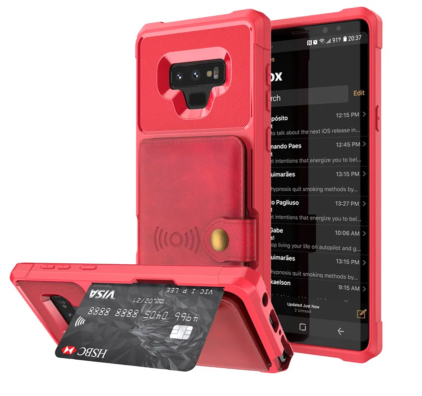 Red Роскошный чехол-кошелек на магнитной застежке для samsung Galaxy Note 9, S9, s10 Plus, s10e, с подставкой для карт, Гибридный Силиконовый бампер, кожаный чехол-накладка - Цвет: Red