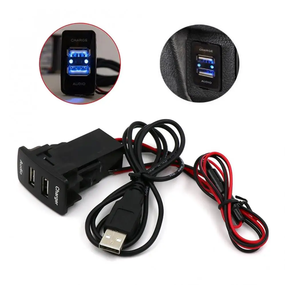 

Автомобильное зарядное устройство с двумя usb-разъемами для цифровых камер/мобильных устройств для Toyota