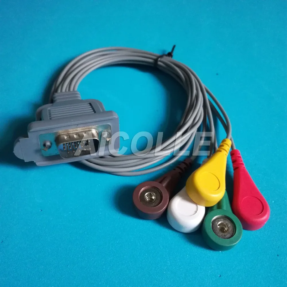 Совместимый с DMS 300 3A Holter cable 5 lead ECG snap on terminal 15pin connector|snap on|snap snapsnap |