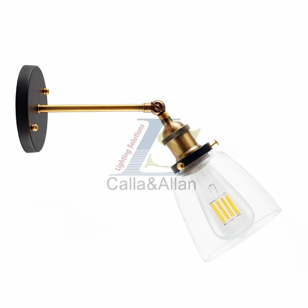 Промышленное винтажное модное настенное бра с прозрачным стеклянным абажуром 180