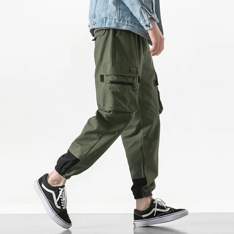 Мужские брюки-карго на молнии зеленые армейские спортивные штаны брюки-карандаш