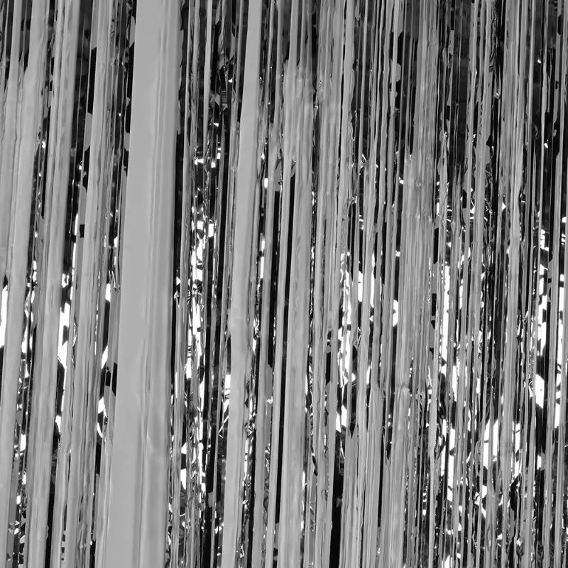 Серебристая/разноцветная занавеска из фольги с блестками 2 м свадебный фон