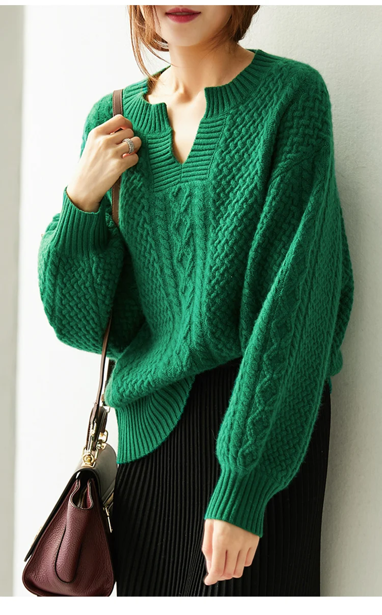 Женский свитер новинка 2018 зимний модный повседневный однотонный с v-образным