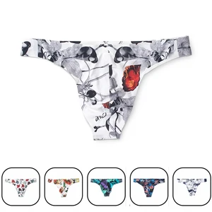 Шелковые Бесшовные Мужские стринги SSY и g-стринги, сексуальные мужские трусы-бикини с принтом и карманом для пениса, нижнее белье для мужчин, трусы Cueca размера плюс