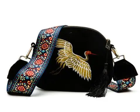 Модная Бархатная мини сумка с вышивкой Herald на плечо ремешком дизайнерская