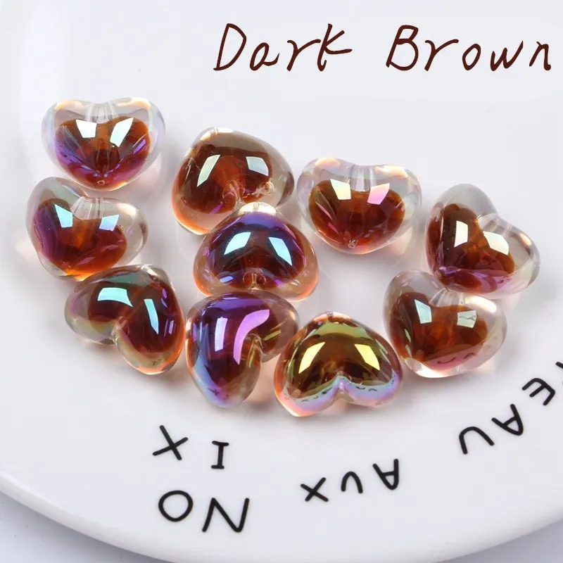 Dark brown 20 шт./упак. 19 мм Красочные «любящее сердце» трещины для изготовления украшений своими руками, Костюмы аксессуары для пошива одежды Материал детей поделок акриловые Краски бусины - Цвет: Dark brown