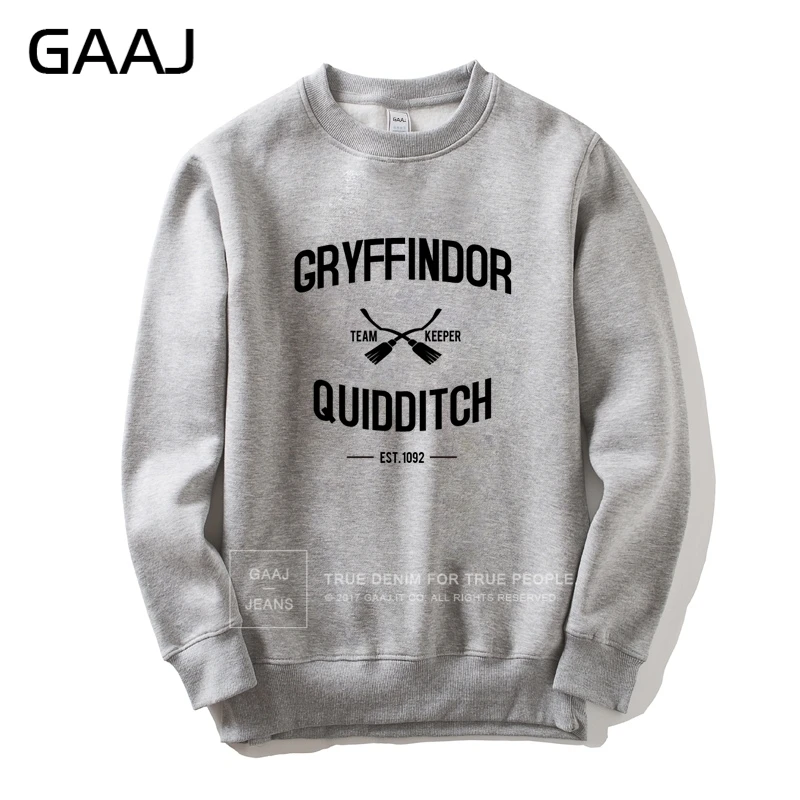 Grey "Gryffindor Quidditch Team" Мужская и Женская толстовка с принтом популярная новая брендовая одежда с капюшоном для катания на коньках высокое качество толстовка#372R8 - Цвет: Grey