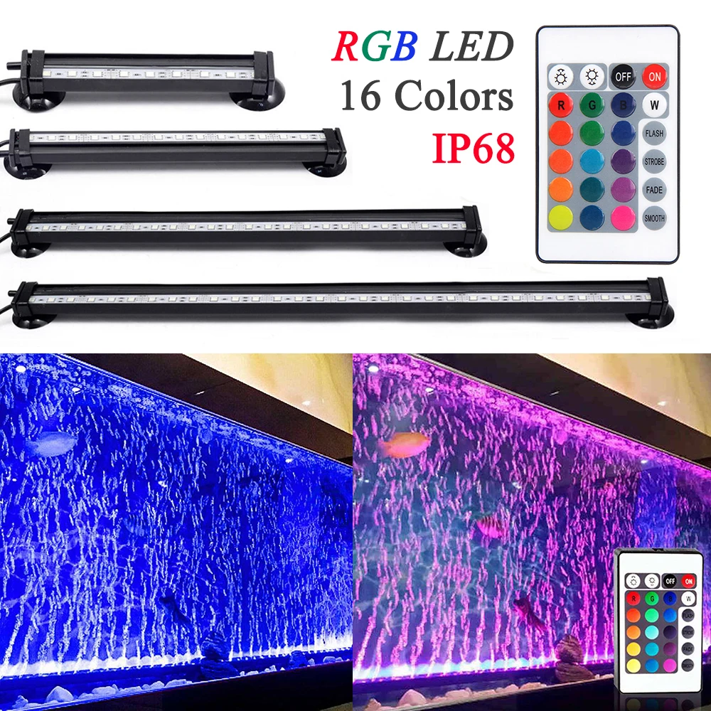 

Светодиодная RGB лампа для аквариума с дистанционным управлением, водонепроницаемый декоративный светильник для растений, аквариума, 16 см/26 ...