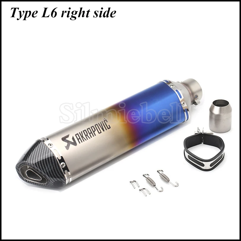 Type L6 Right Side Tubo de escape 51 мм Универсальный akrapovic выхлопной мото rcycle 470 мм Левая Правая сторона слипоны глушитель скутер scarico moto universale - Цвет: Type L6 Right Side