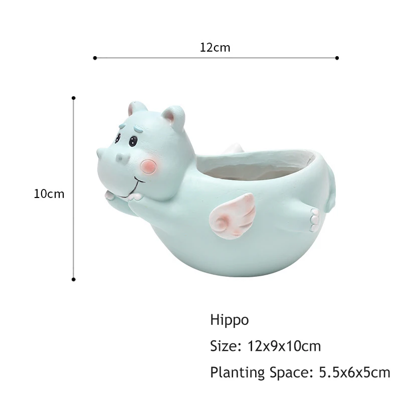 Hippo Сказочный Сад, животные цветочный горшок, полимерные плантаторы для суккулентных растений, горшок корги, жираф, бегемот, настольный цветочный горшок, домашний декор, подарок - Цвет: Hippo