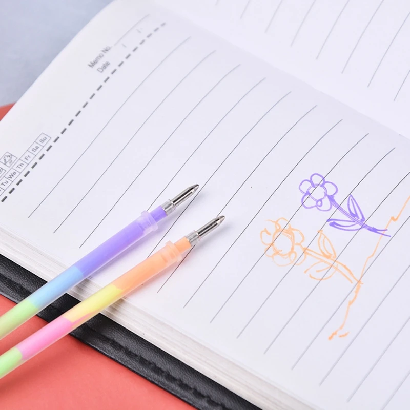 

10Pcs 0.5mm Colorful 6 in 1 Highlighter Gel Pens Refills Student School Office Stationery C26