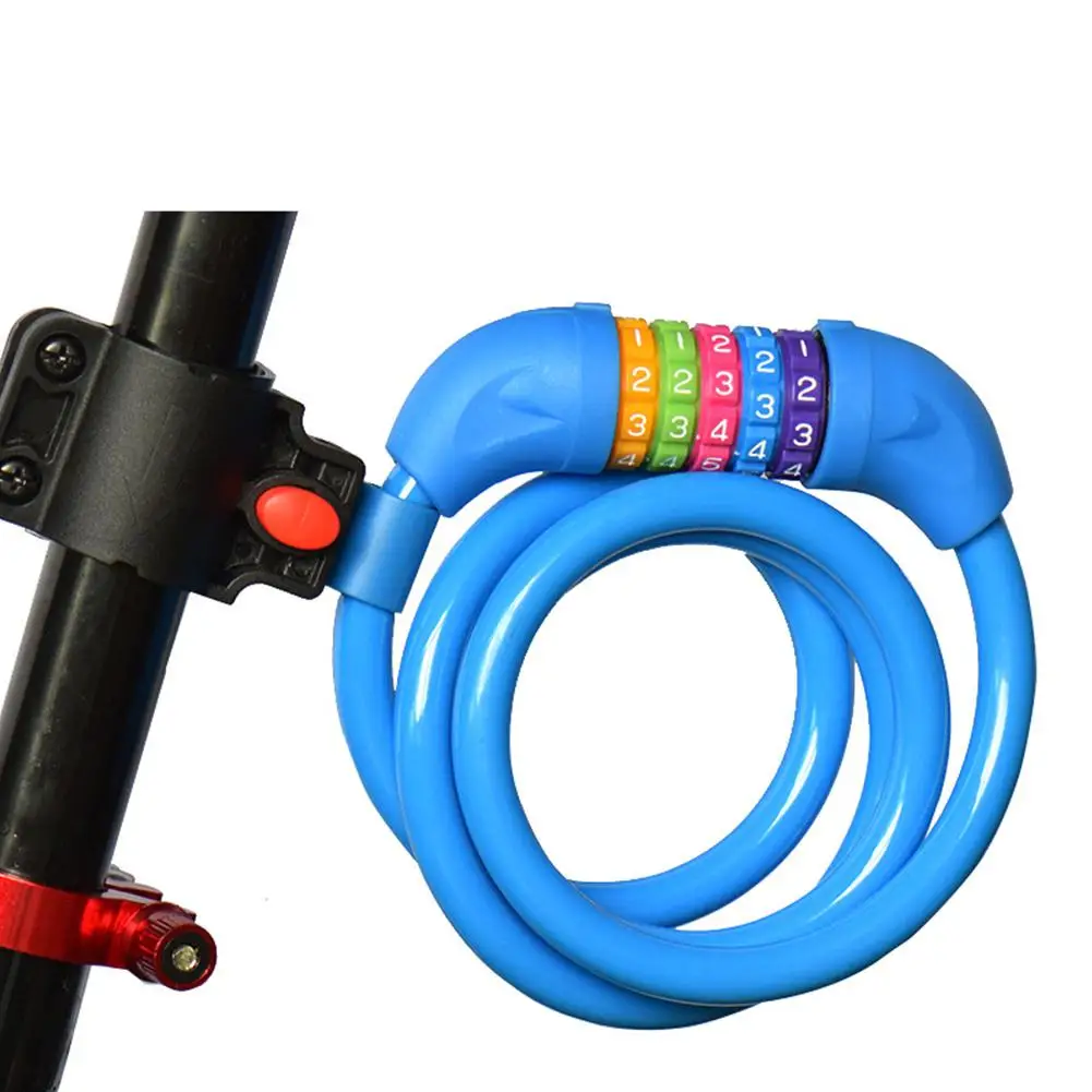 LumiParty Bike Cycling Lock 5 Digit Code Combination Bicycle Security Steel Cable Spiral accessories | Спорт и развлечения