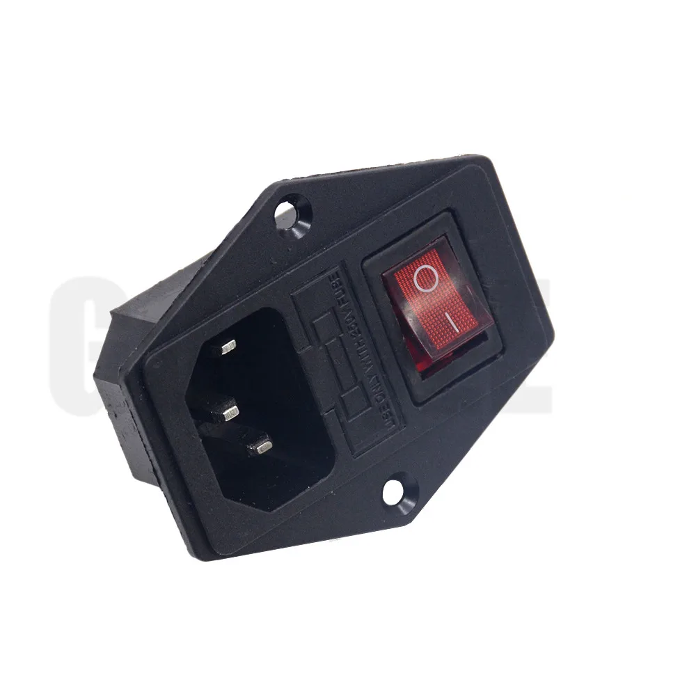 Red 10A AC 250V 3 Клеммная розетка с 10A держателем предохранителя кулисный переключатель AC Шнур питания гнездо входа - Цвет: Red