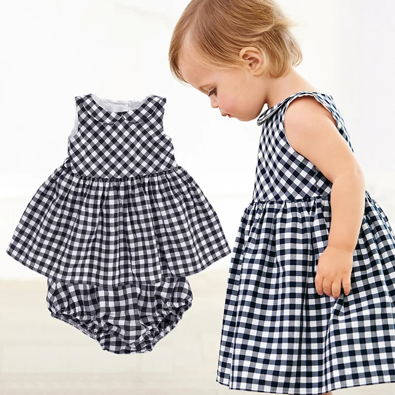 Menoea Baby Clothing Sets Cute Summer Sleeveless Dress Girls Three Piece Short Pants+Dress Set Stripe Patten for 6 24M|Комплекты