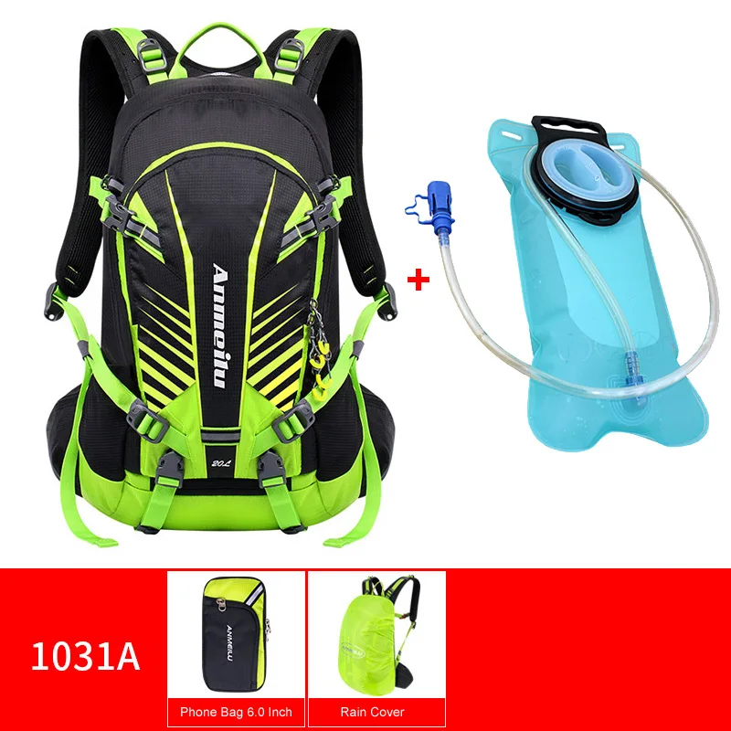 Green with water bag ANMEILU 20L водонепроницаемый рюкзак для скалолазания, спортивная сумка для мужчин и женщин, рюкзак для путешествий, походный рюкзак, походная сумка - Цвет: Green with water bag