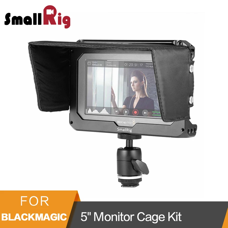 SmallRig монитор клетка комплект для Blackmagic дизайн видео Assist " монитор с HDMI зажим Солнцезащитная шаровая Головка Холодный башмак-1981