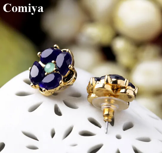 Женские очаровательные синие серьги-гвоздики со стразами Comiya летние ювелирные