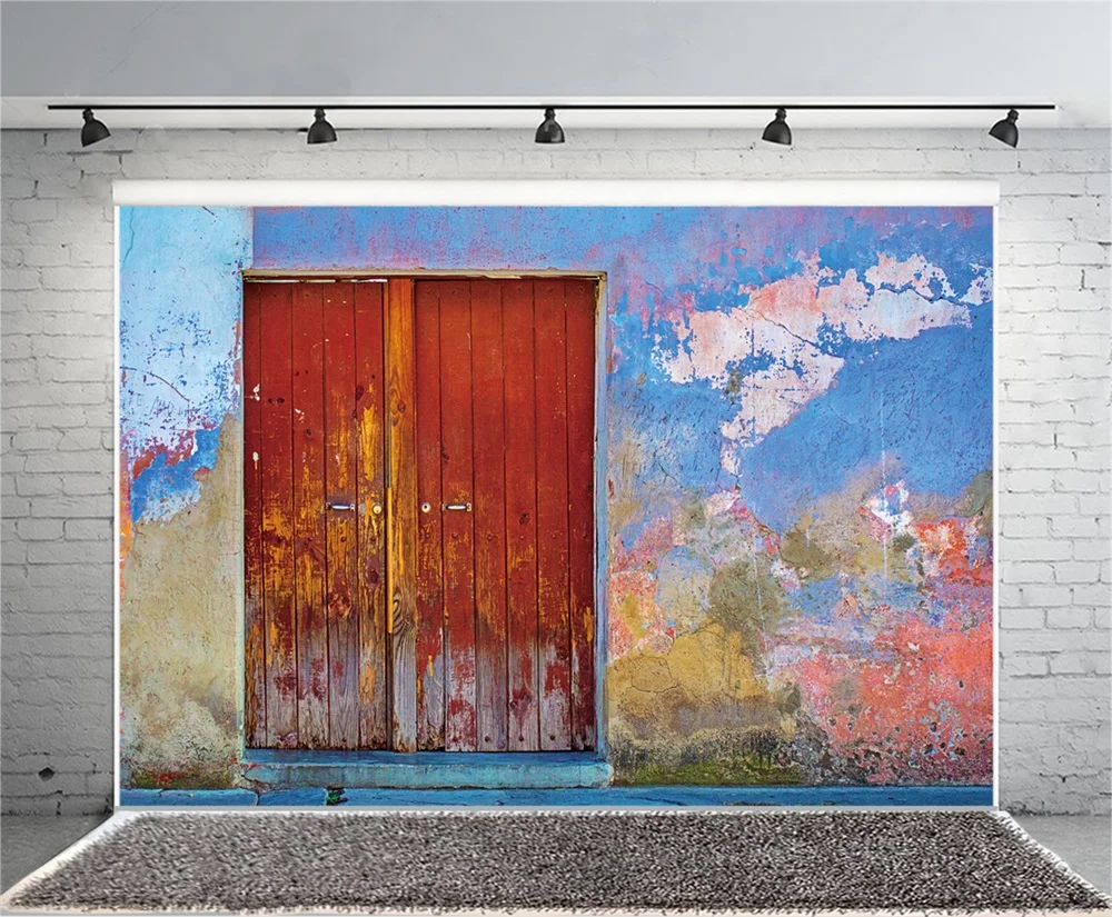 Laeacco Grunge Wall Wooden Door Scene Portrait Photography Backgrounds Customized Photographic Backdrops For Photo Studio | Электроника