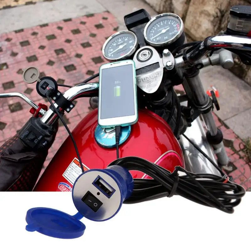 Зарядное устройство для мотоцикла 12 В/24 В водонепроницаемый USB с выключателем