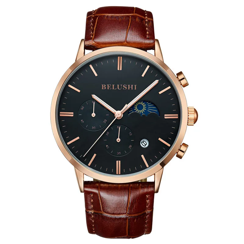 

Belushi Watch Men Day Night Elegant Men's Watches Luxury Business Casual Wrist Watch Mens Leather Elegance Day Night Watch Men a