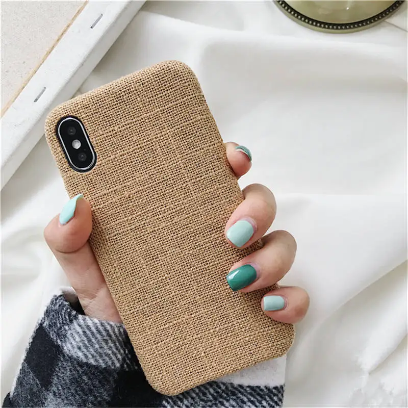 M Beige QINUO тканевый зимний чехол для телефона для iphone 8 X XR XS MAX задняя крышка мягкий чехол s для iphone 6S 6 7 8 Plus милый корпус теплый чехол - Цвет: M Beige