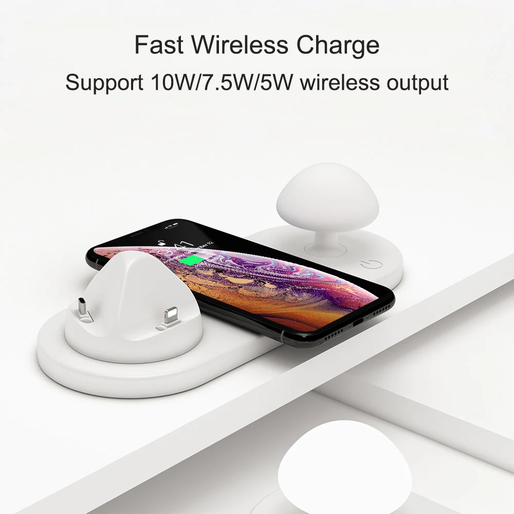 Hadinas Qi Беспроводное зарядное устройство с лампой Micro usb type C док-станция зарядное устройство для iPhone samsung быстрозарядная станция