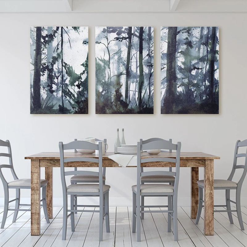 Watercolor Painting Forest Landscape Wall Art Canvas Posters Print Original Nordic Pictures Home Room Decoration | Дом и сад
