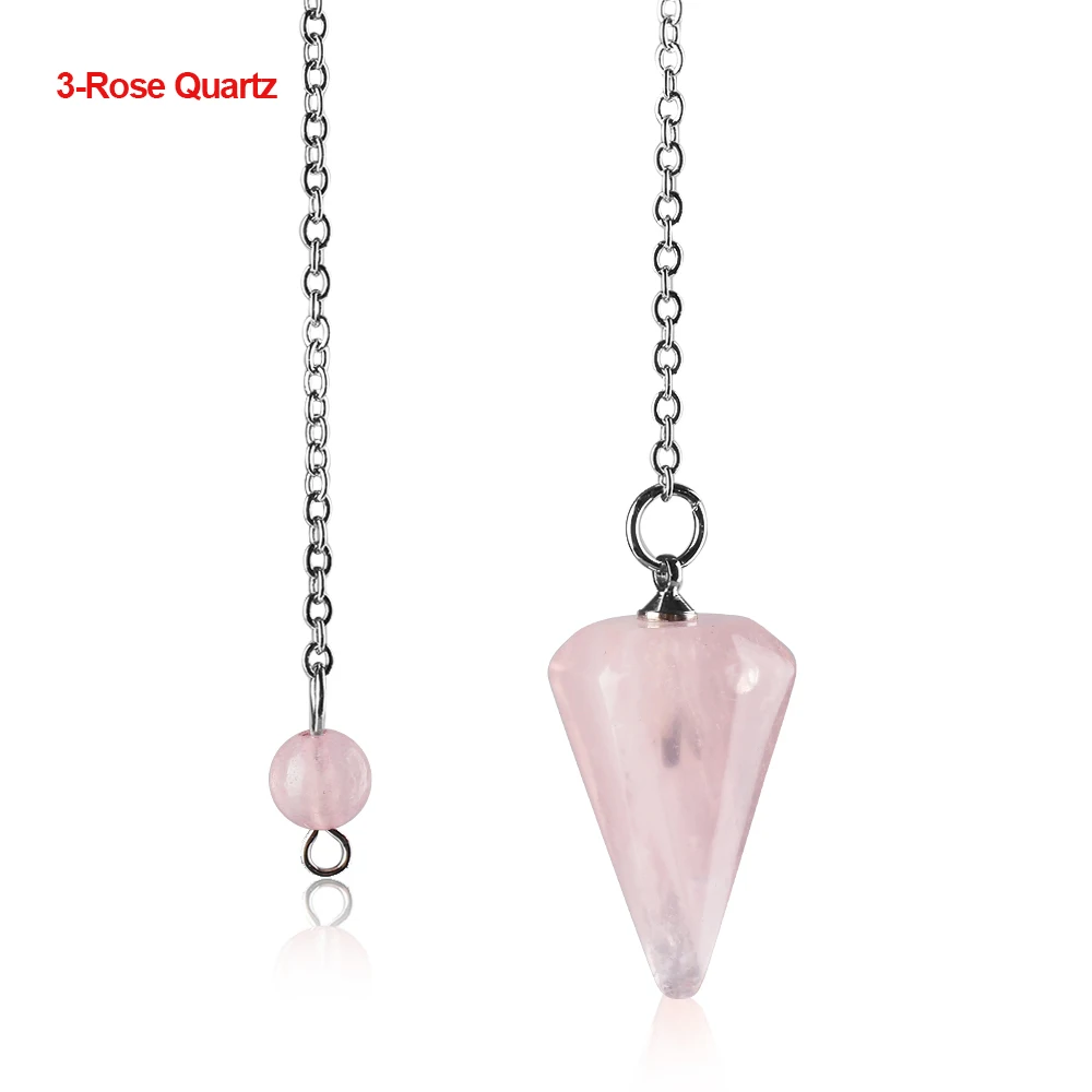 Rose Quartz 1 шт. натуральный камень кварц рок холер Кристалл шестиугольная остроконечная Рейки Чакра подвеска Маятник ювелирные изделия Аксессуары для унисекс - Окраска металла: Rose Quartz
