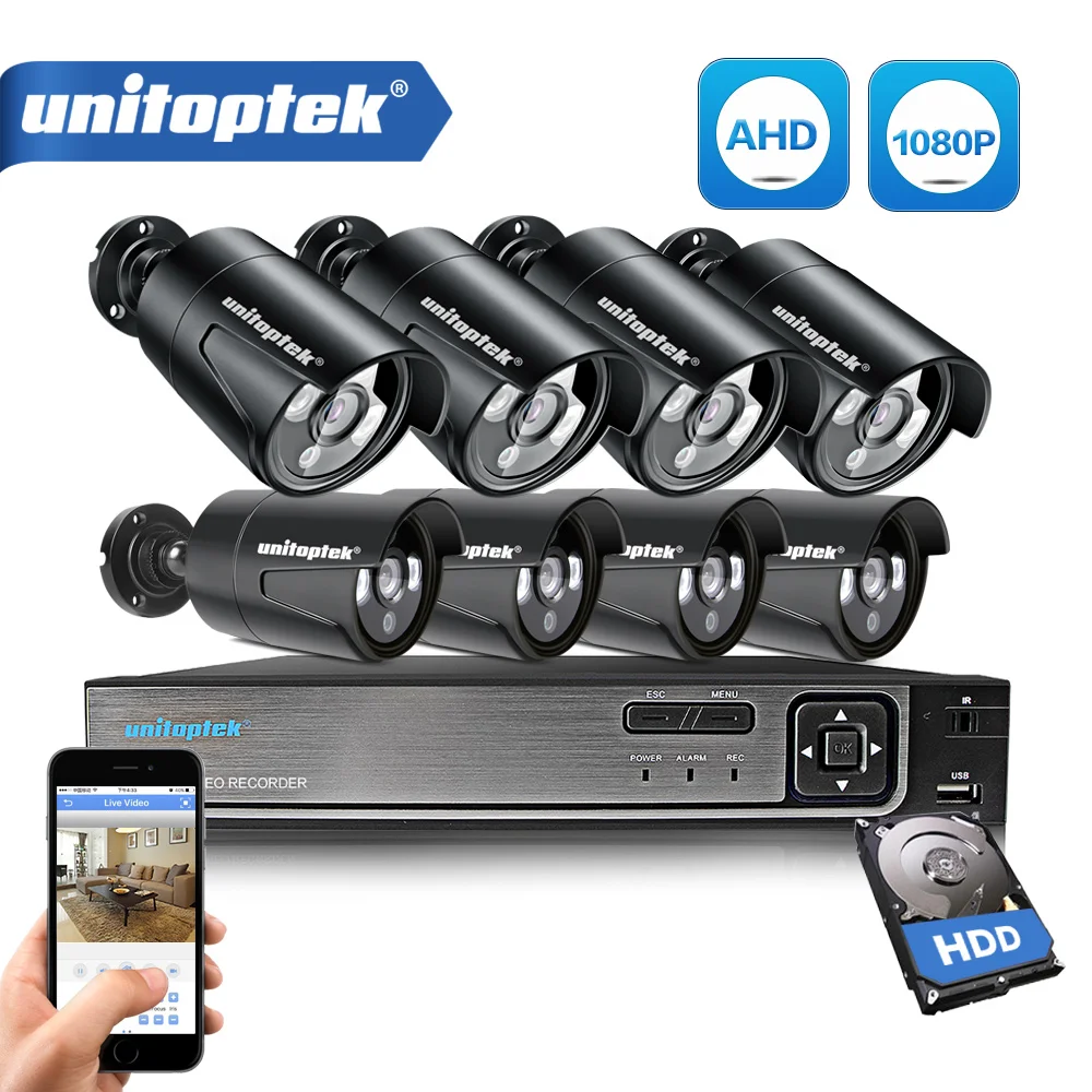 Система видеонаблюдения 8CH AHD DVR DIY Kit с 8 шт. 1080P 2.0MP охранная камера IR наружная Видео