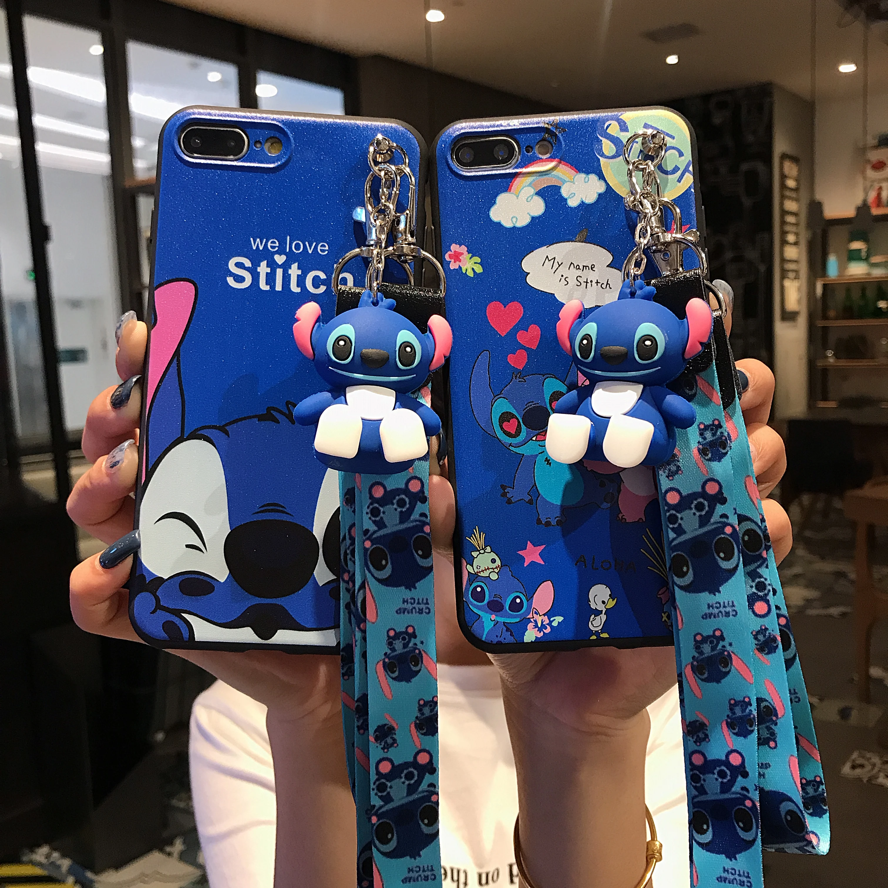 Мультфильм стежка Кукла кронштейн чехол для телефона веревка костюм iPhone 6 6s 7 8 Plus X
