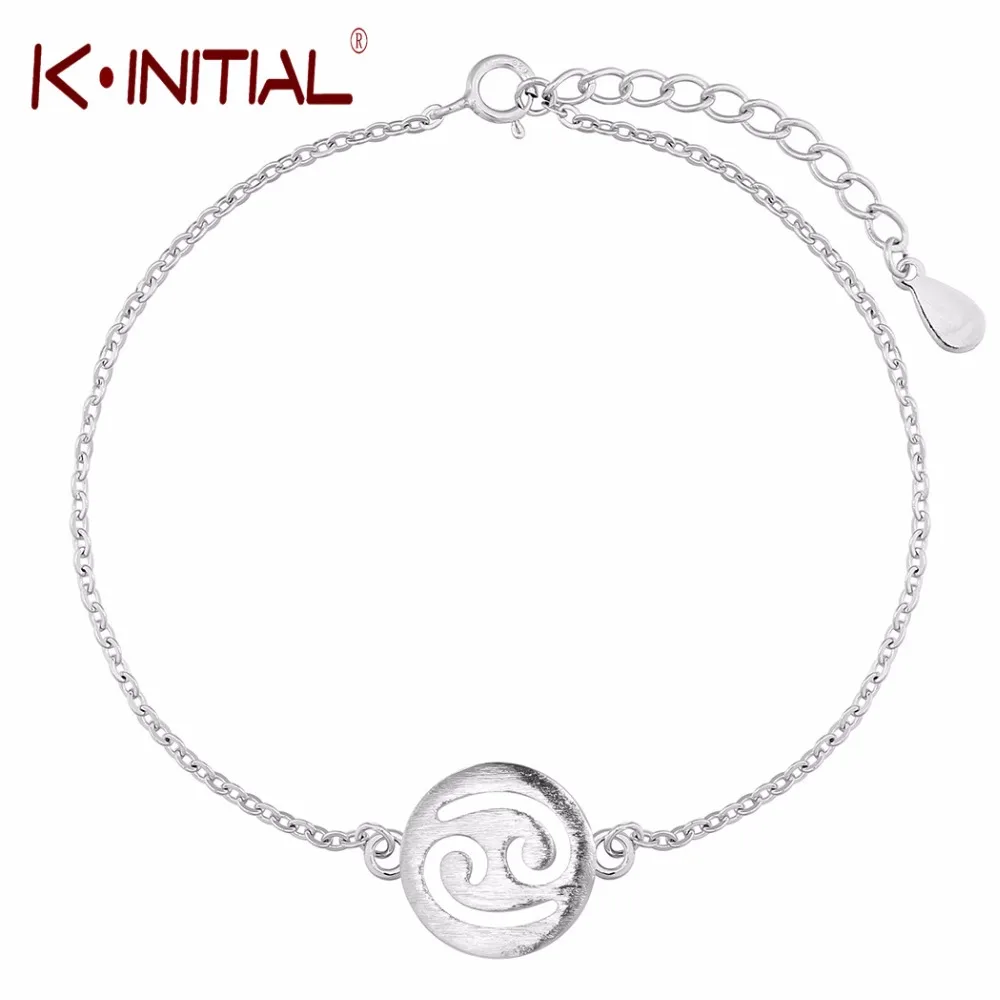 Kinitial 925 Серебряный Для женщин Браслеты признаки 12 зодиакальное Созвездие Шарм
