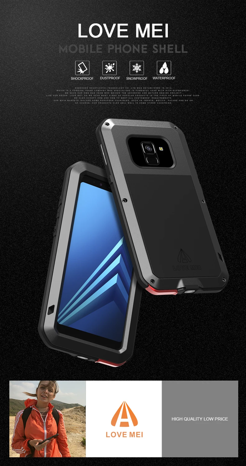 Чехол для Samsung Galaxy A8 2018 LOVE MEI ударопрочный водонепроницаемый металлический