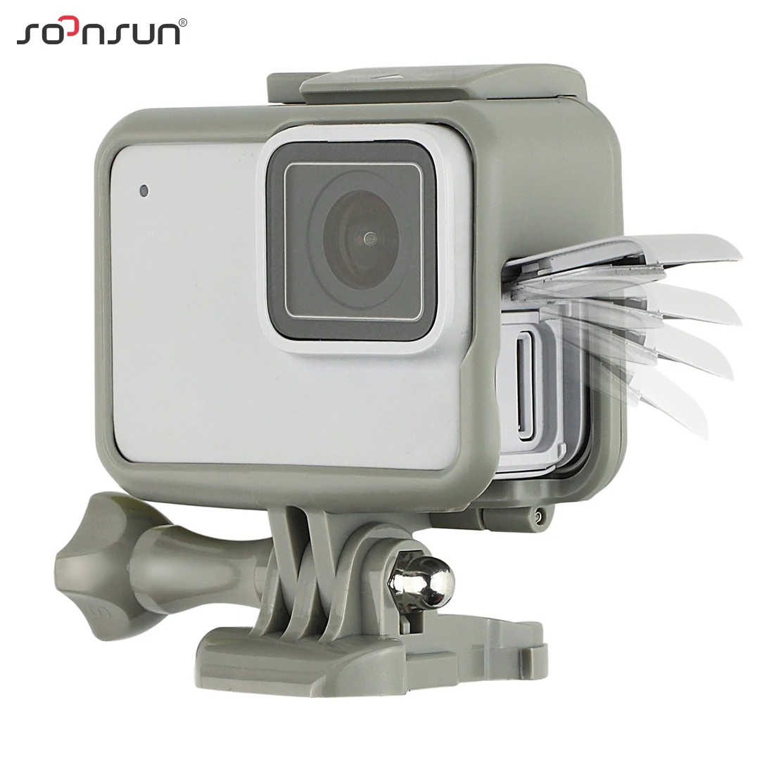 SOONSUN стандартный защитный чехол для крепления на рамке для GoPro Hero 5 6 7 черный для Go Pro HERO7 белый серебристый Экшн-камера
