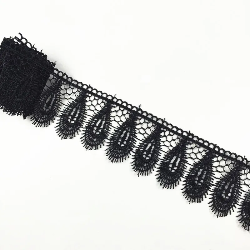 1 ярд 5 см кружевная вышивка с французскими ресничками черная ткань аксессуары