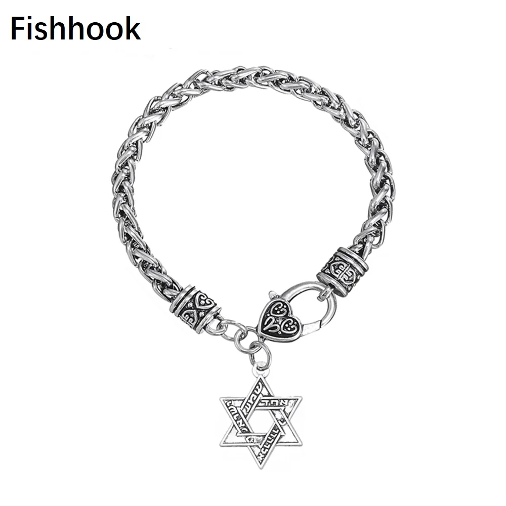 Fishhook Еврейские Браслет Звезда Давида Сверхъестественное талисман подвеска