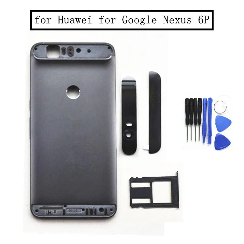 Battery Back Cover for Huawei for Google Nexus 6P Rear Door Housing + Top Glass Camera Flash Lens +Card Tray Holder Repair Parts