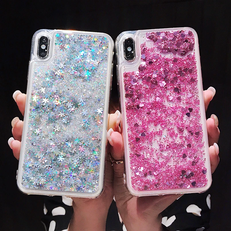 Роскошный Шикарный чехол для iPhone X XS Max XR динамический с блестками и жидкостью